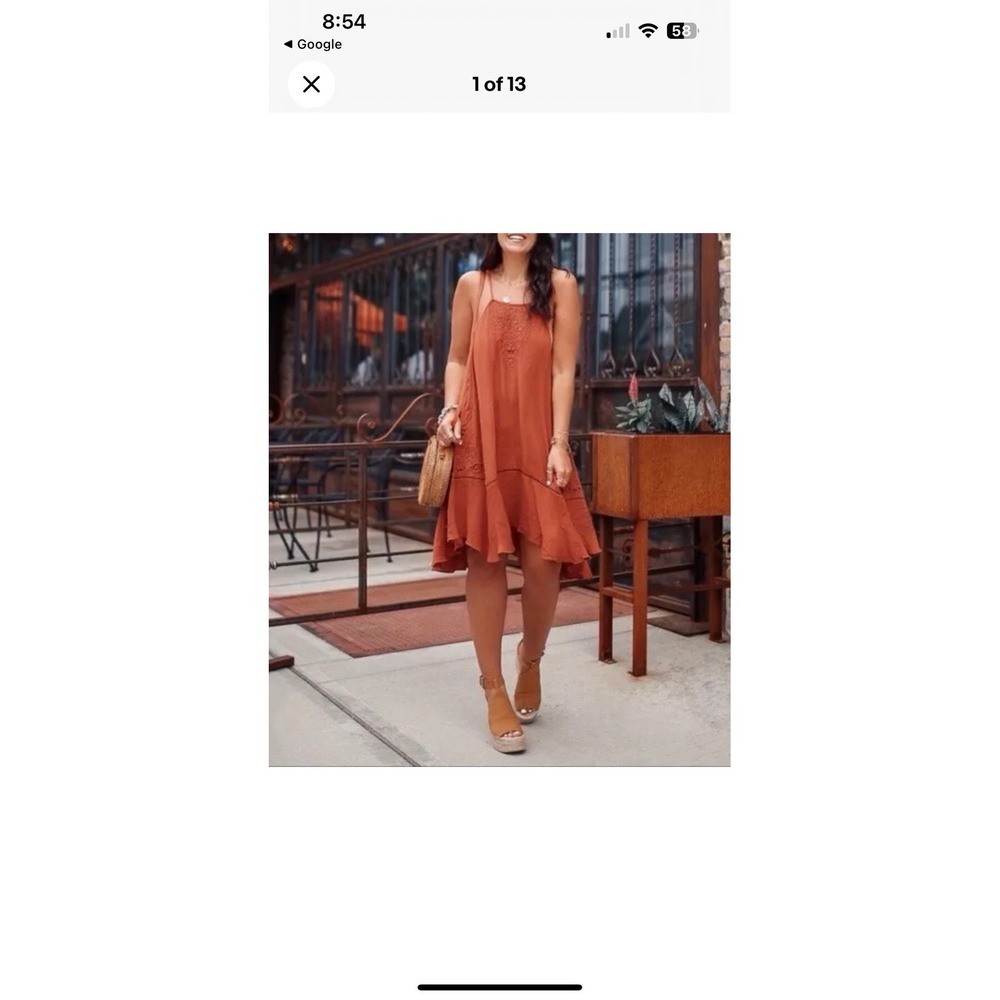Free People Intimately Heat‎ Wave Tunic Dress size S Terracotta Brown Boho Tank